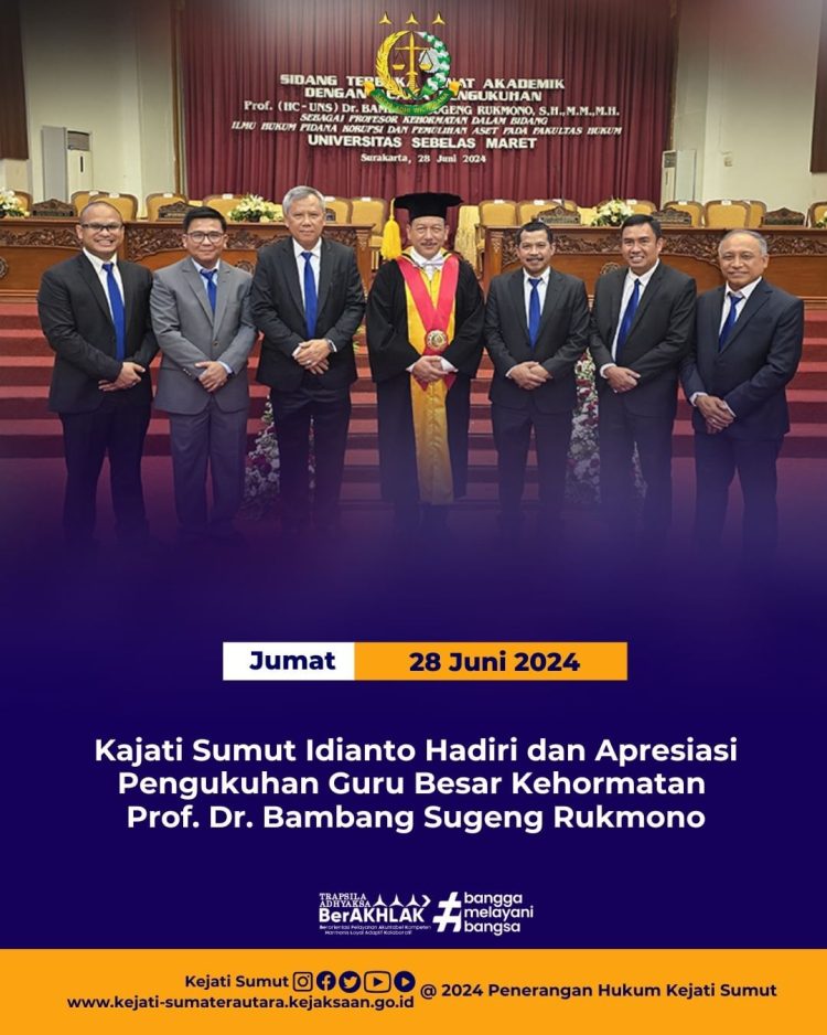 Kajati Sumut Idianto Hadiri Pengukuhan Guru Besar JAM Pembinaan Bambang Sugeng Rukmono