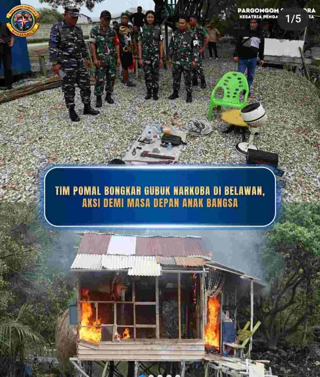 Tim POMAL Gerebek Gubuk Tempat Transaksi Narkoba di Belawan 