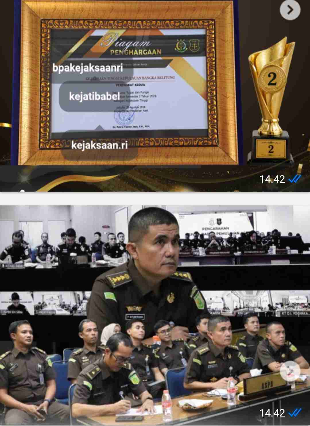Kejati Babel Peringkat ke-2 Terbaik Kinerja Pemulihan Aset Se Indonesia, Aspema Parada Situmorang Terima Penghargaan