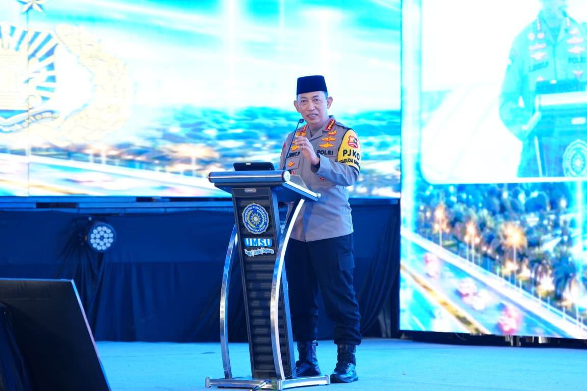 Kapolri Kuliah Umum di Medan : Kemajuan Teknologi Buka Peluang Berkarya, Namun Diikuti Beragam Ancaman 