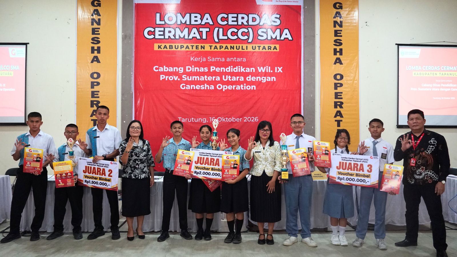 Ganesha Operation dan Cabang Disdik Wilayah IX Sumut Gelar Lomba Cerdas Cermat SMA, di Humbahas dan Taput 