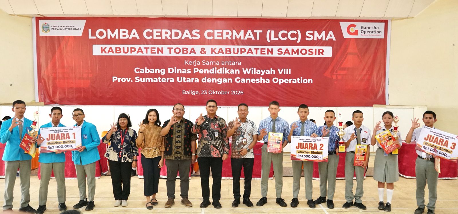 GO dan Cabdisdik Wilayah VIII Sumut Gelar LCC, di Toba SMAS Unggul Del Juara I, dan di Samosir SMA 1 Pangururan Juara I 